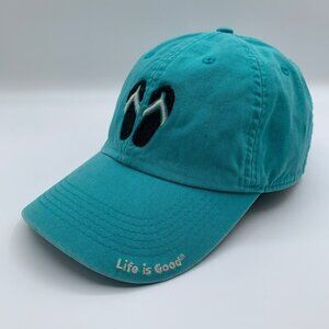 Life Is Good Turquoise Flip Flops Relaxed Fit Adjustable Strapback Hat
